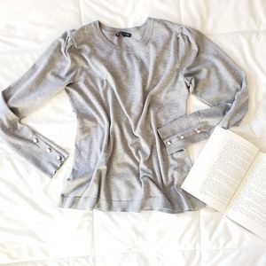 Adrianna papell gray long sleeve blouse